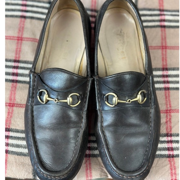 Gucci Horsebit 1953 Loafers Size‎ 9B Dark Brown Leather Gold Hardware VTGE Italy main image 7